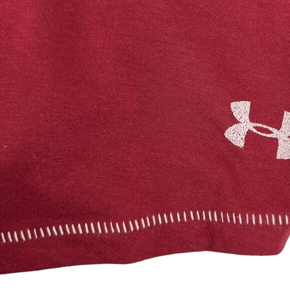 Under Armour Tshirt Brown University Womens Large Red Vneck Semi Fitted - Picture 6 of 9